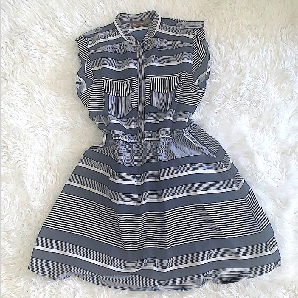 Navy Blue Striped Dress